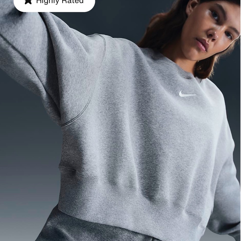 NIKE HEATHER GREY CROPPED SWEATSHIRT